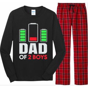 Dad Of 2 Low Battery Son Dad Fathers Day Birthday Long Sleeve Pajama Set