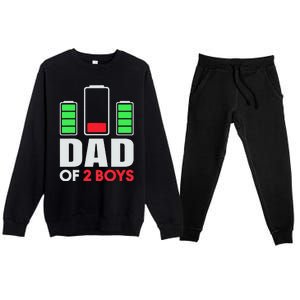 Dad Of 2 Low Battery Son Dad Fathers Day Birthday Premium Crewneck Sweatsuit Set