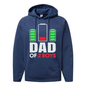 Dad Of 2 Low Battery Son Dad Fathers Day Birthday Performance Fleece Hoodie