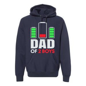 Dad Of 2 Low Battery Son Dad Fathers Day Birthday Premium Hoodie