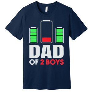 Dad Of 2 Low Battery Son Dad Fathers Day Birthday Premium T-Shirt