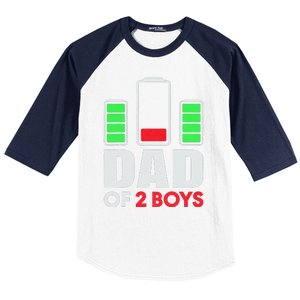 Dad Of 2 Low Battery Son Dad Fathers Day Birthday Baseball Sleeve Shirt