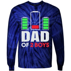 Dad Of 2 Low Battery Son Dad Fathers Day Birthday Tie-Dye Long Sleeve Shirt