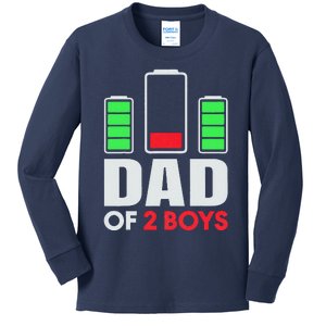 Dad Of 2 Low Battery Son Dad Fathers Day Birthday Kids Long Sleeve Shirt