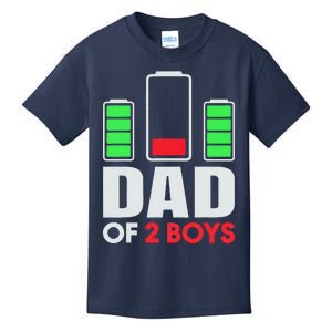 Dad Of 2 Low Battery Son Dad Fathers Day Birthday Kids T-Shirt