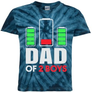 Dad Of 2 Low Battery Son Dad Fathers Day Birthday Kids Tie-Dye T-Shirt