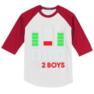 Dad Of 2 Low Battery Son Dad Fathers Day Birthday Kids Colorblock Raglan Jersey