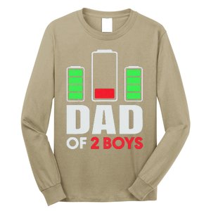 Dad Of 2 Low Battery Son Dad Fathers Day Birthday Long Sleeve Shirt