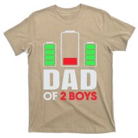 Dad Of 2 Low Battery Son Dad Fathers Day Birthday T-Shirt