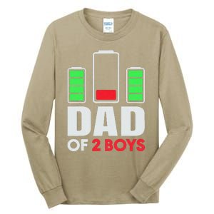 Dad Of 2 Low Battery Son Dad Fathers Day Birthday Tall Long Sleeve T-Shirt