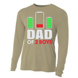 Dad Of 2 Low Battery Son Dad Fathers Day Birthday Cooling Performance Long Sleeve Crew