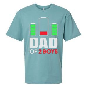 Dad Of 2 Low Battery Son Dad Fathers Day Birthday Sueded Cloud Jersey T-Shirt