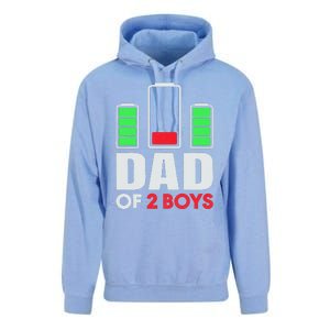 Dad Of 2 Low Battery Son Dad Fathers Day Birthday Unisex Surf Hoodie