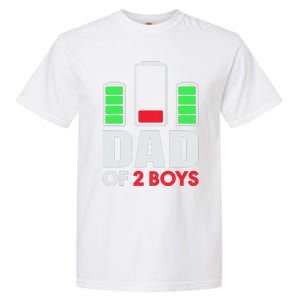 Dad Of 2 Low Battery Son Dad Fathers Day Birthday Garment-Dyed Heavyweight T-Shirt