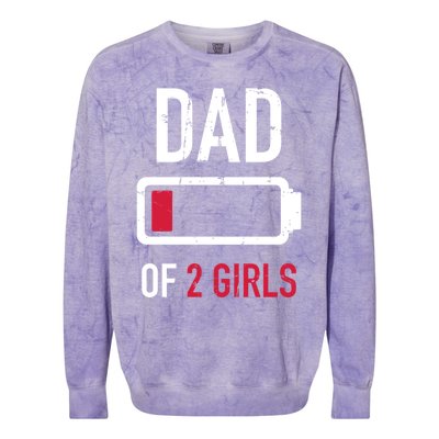 Dad Of 2 Two Low Battery Gift For FatherS Day Gift Colorblast Crewneck Sweatshirt