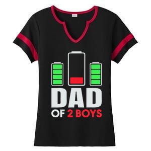 Dad Of 2 Low Battery Son Dad Fathers Day Birthday Ladies Halftime Notch Neck Tee