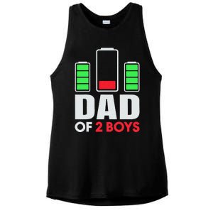 Dad Of 2 Low Battery Son Dad Fathers Day Birthday Ladies PosiCharge Tri-Blend Wicking Tank