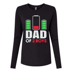 Dad Of 2 Low Battery Son Dad Fathers Day Birthday Womens Cotton Relaxed Long Sleeve T-Shirt