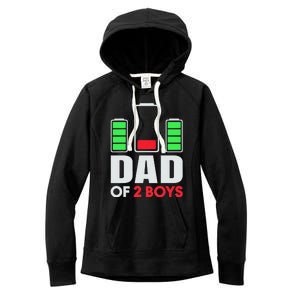 Dad Of 2 Low Battery Son Dad Fathers Day Birthday Women's Fleece Hoodie