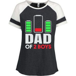 Dad Of 2 Low Battery Son Dad Fathers Day Birthday Enza Ladies Jersey Colorblock Tee