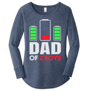 Dad Of 2 Low Battery Son Dad Fathers Day Birthday Women's Perfect Tri Tunic Long Sleeve Shirt