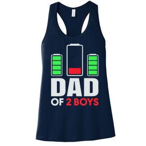 Dad Of 2 Low Battery Son Dad Fathers Day Birthday Women's Racerback Tank