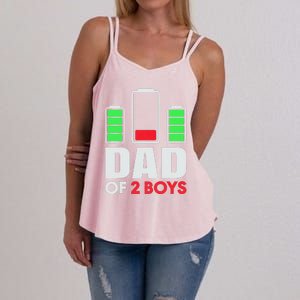 Dad Of 2 Low Battery Son Dad Fathers Day Birthday Women's Strappy Tank