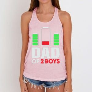 Dad Of 2 Low Battery Son Dad Fathers Day Birthday Women's Knotted Racerback Tank