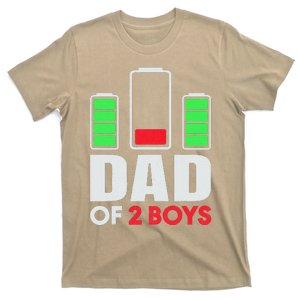 Dad Of 2 Low Battery Son Dad Fathers Day Birthday T-Shirt