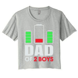 Dad Of 2 Low Battery Son Dad Fathers Day Birthday Women's Crop Top Tee