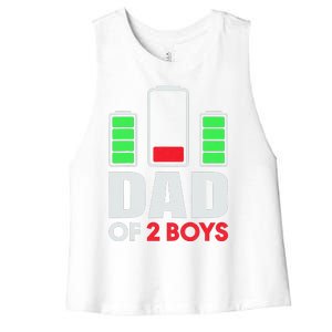 Dad Of 2 Low Battery Son Dad Fathers Day Birthday Women's Racerback Cropped Tank