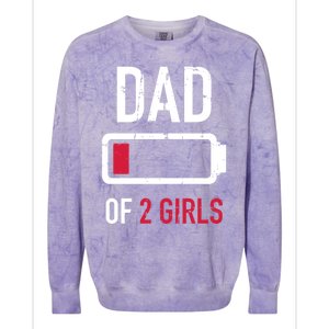 Dad Of 2 Two Low Battery Gift For Father's Day Gift Colorblast Crewneck Sweatshirt