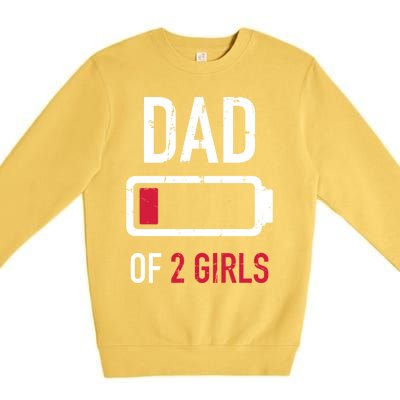 Dad Of 2 Two Low Battery Gift For Father's Day Gift Premium Crewneck Sweatshirt