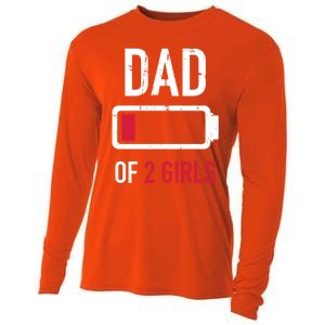 Dad Of 2 Two Low Battery Gift For Father's Day Gift Cooling Performance Long Sleeve Crew