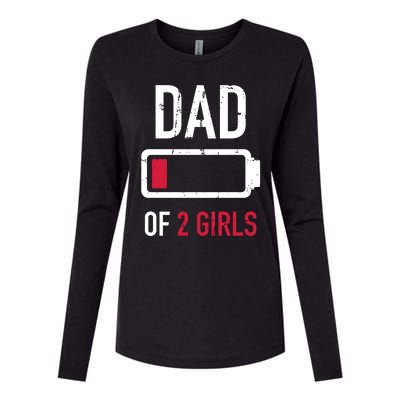 Dad Of 2 Two Low Battery Gift For Father's Day Gift Womens Cotton Relaxed Long Sleeve T-Shirt