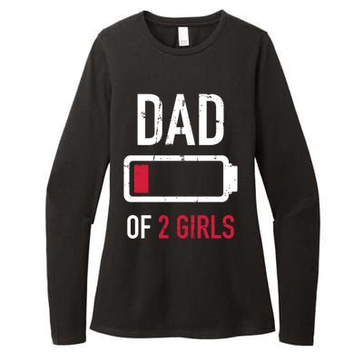 Dad Of 2 Two Low Battery Gift For Father's Day Gift Womens CVC Long Sleeve Shirt