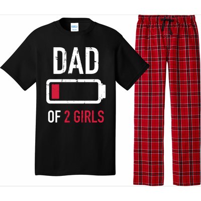 Dad Of 2 Two Low Battery Gift For Father's Day Gift Pajama Set