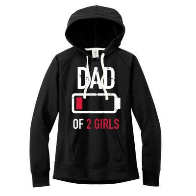 Dad Of 2 Two Low Battery Gift For Father's Day Gift Women's Fleece Hoodie