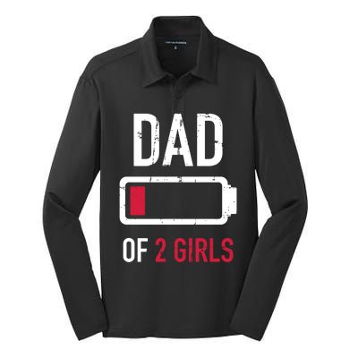 Dad Of 2 Two Low Battery Gift For Father's Day Gift Silk Touch Performance Long Sleeve Polo