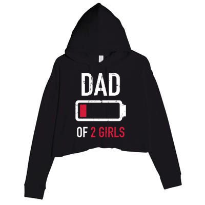 Dad Of 2 Two Low Battery Gift For Father's Day Gift Crop Fleece Hoodie