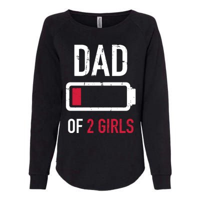 Dad Of 2 Two Low Battery Gift For Father's Day Gift Womens California Wash Sweatshirt