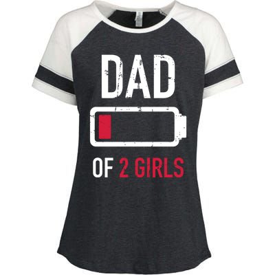 Dad Of 2 Two Low Battery Gift For Father's Day Gift Enza Ladies Jersey Colorblock Tee