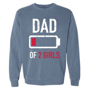 Dad Of 2 Two Low Battery Gift For Father's Day Gift Garment-Dyed Sweatshirt