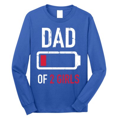 Dad Of 2 Two Low Battery Gift For Father's Day Gift Long Sleeve Shirt