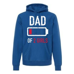 Dad Of 2 Two Low Battery Gift For Father's Day Gift Premium Hoodie