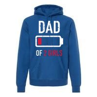 Dad Of 2 Two Low Battery Gift For Father's Day Gift Premium Hoodie