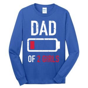 Dad Of 2 Two Low Battery Gift For Father's Day Gift Tall Long Sleeve T-Shirt