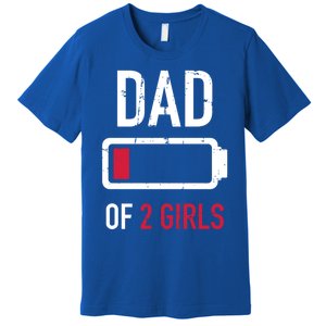 Dad Of 2 Two Low Battery Gift For Father's Day Gift Premium T-Shirt