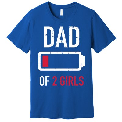 Dad Of 2 Two Low Battery Gift For Father's Day Gift Premium T-Shirt