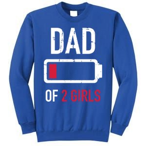 Dad Of 2 Two Low Battery Gift For Father's Day Gift Tall Sweatshirt